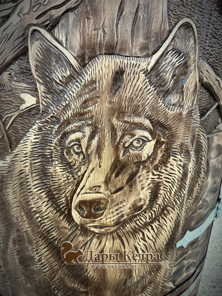 Кедровая бочка (фитобочка) «Сибирский волк»