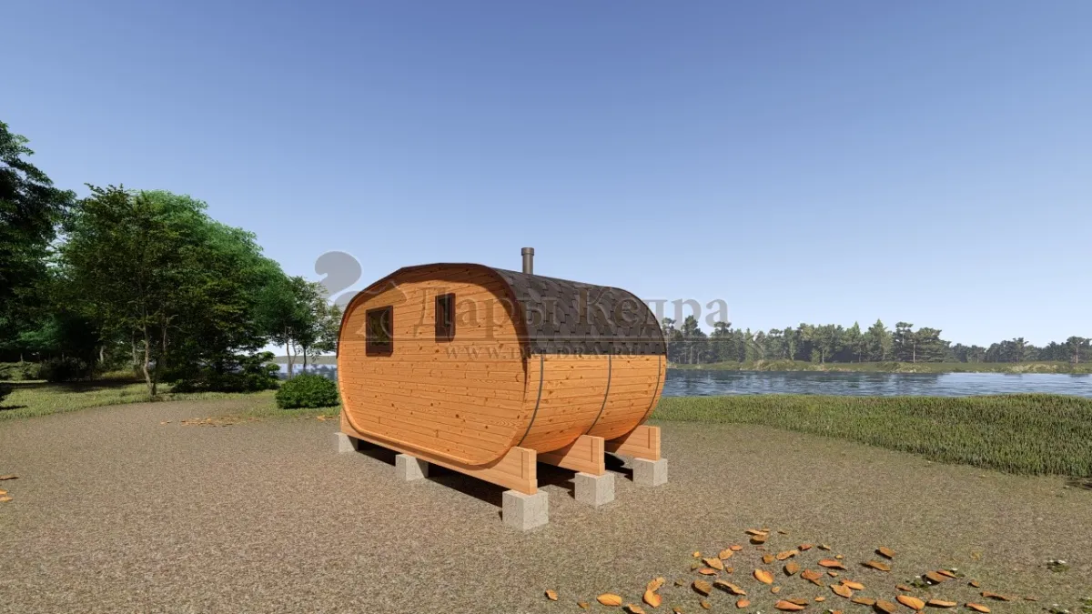 Баня-бочка овальная из кедра 5х2,2 метра